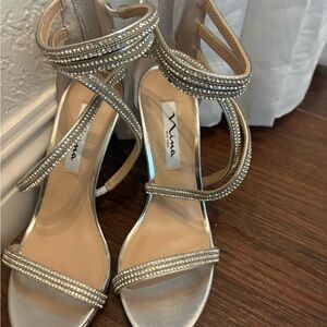 Nina Women's Dazzling Silver Strappy Heels